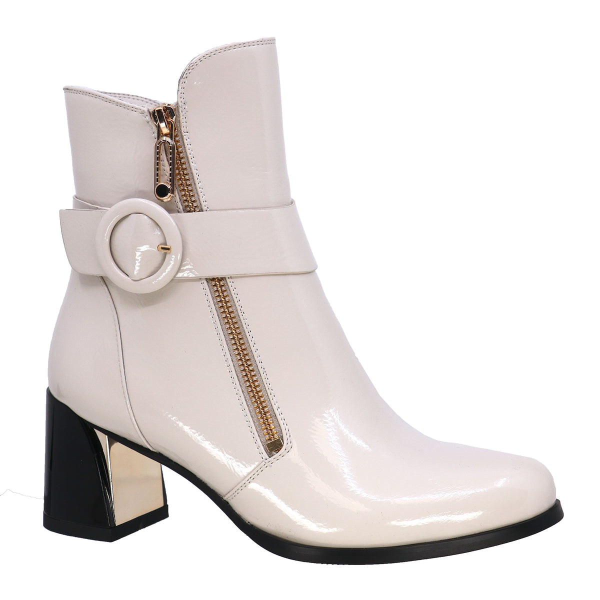 TAXI BOOT PATENT BLOCK HEEL