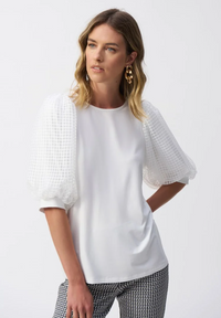 JOSEPH RIBKOFF JERSEY PUFF SLEEVE TOP