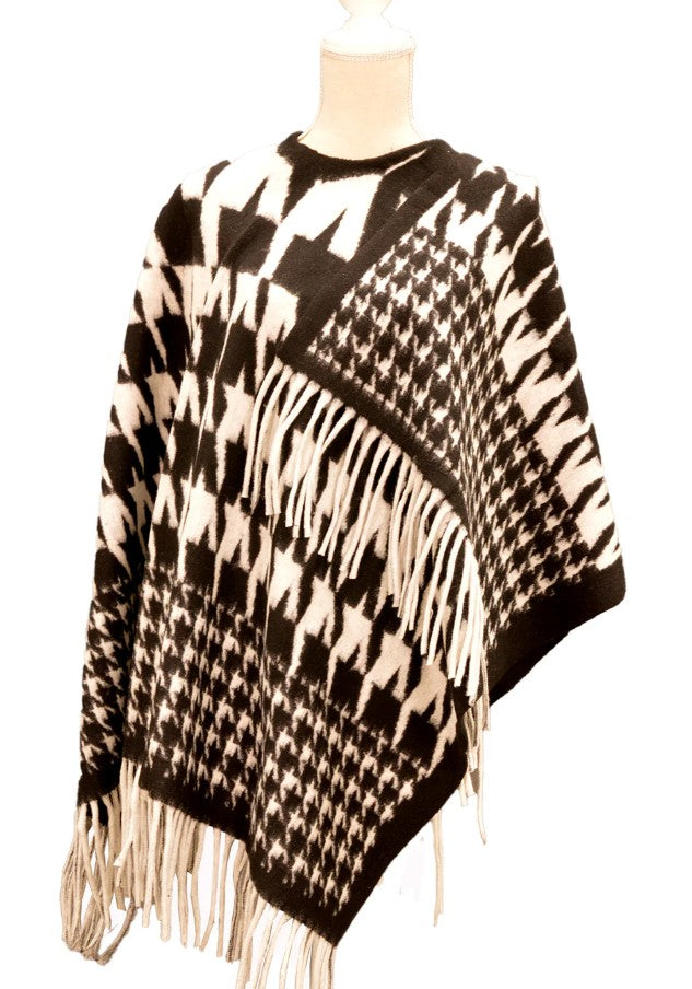 CATH PONCHO HOUNDSTOOTH WRAP