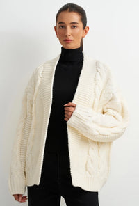 LARGE CABLE KNIT CARDIGAN