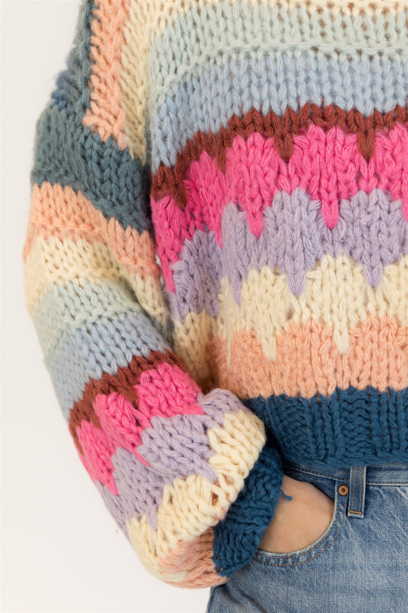 LYLA PULLOVER MULTI CHNKY KNIT