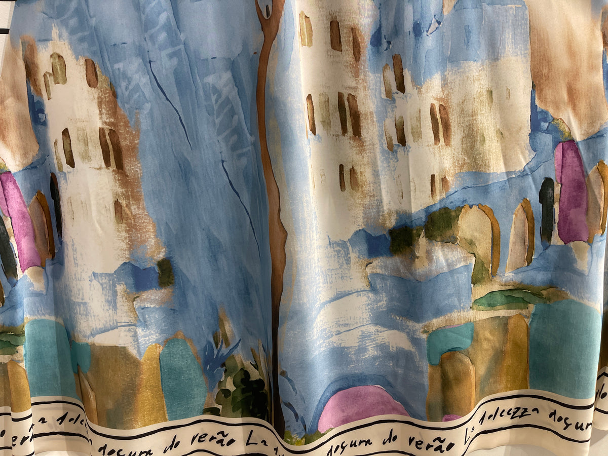 V NECK ABITO WATERCOLOUR DRESS