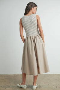 STRIPED SLEEVELESS MAXI DRESS