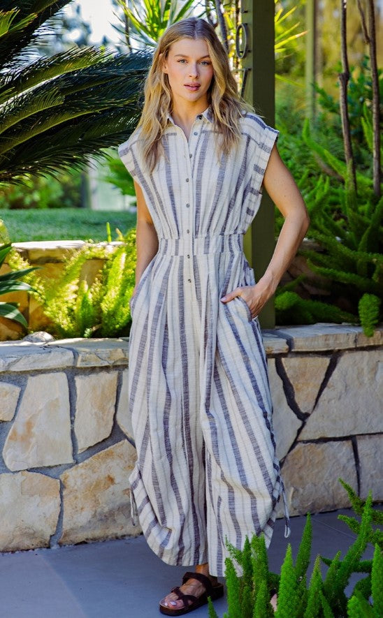COTIERRA JUMPSUIT STRIPED SHIRTING PARACHUTE