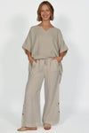 CATHERINE LILYWHITE LINEN PANTS WITH 2 BUTTONS