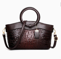 CROCODILE PATTERN TOP HANDLE TOTE BAG