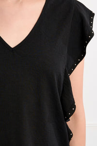 MOLLY TOP RUFFLE SIDE V NECK