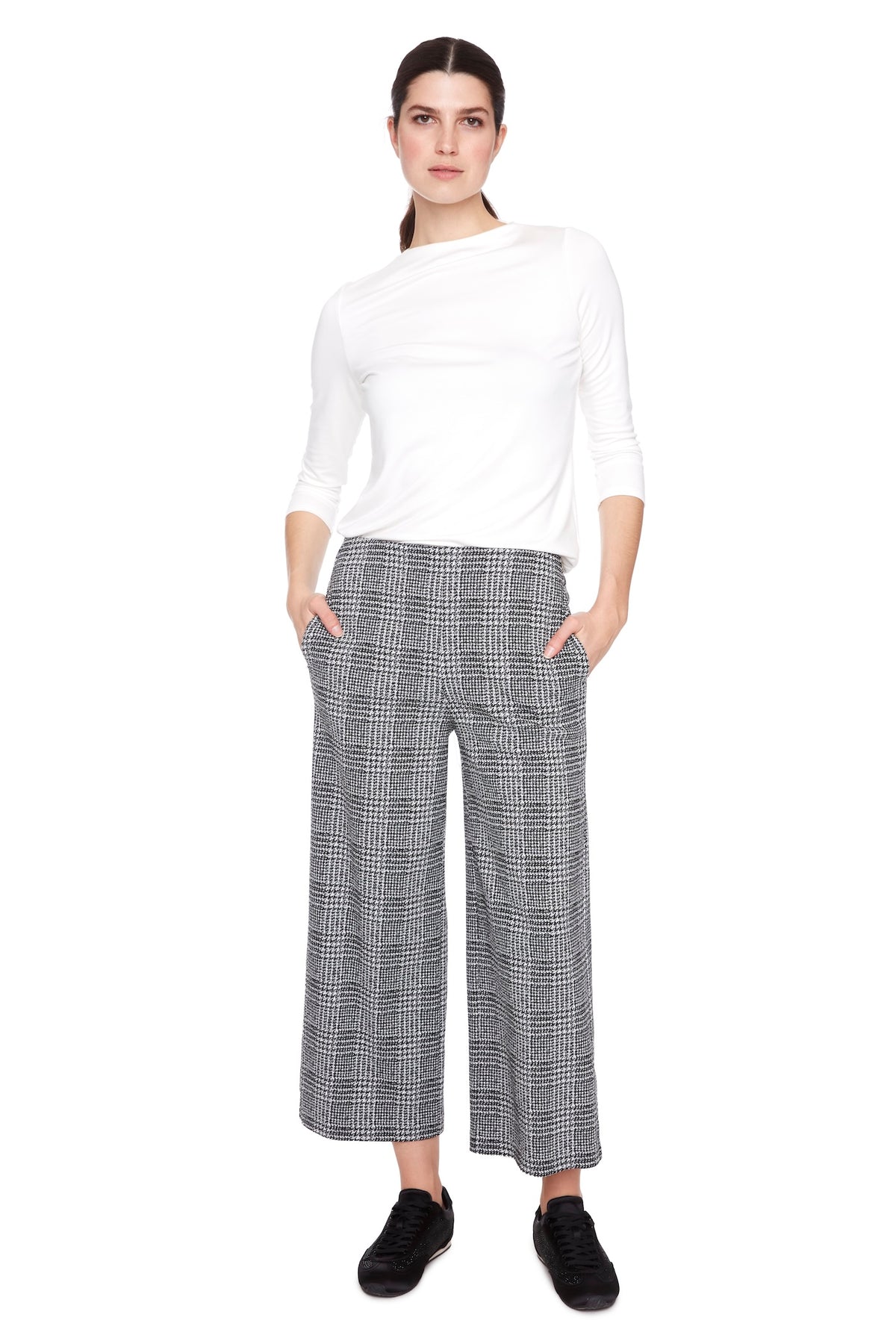 UP! PANT CROP HOUNDSTOOTH