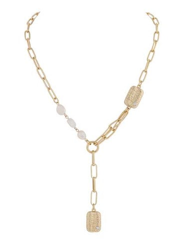 MERX NECKL Y DROP HAMMERED PEARL