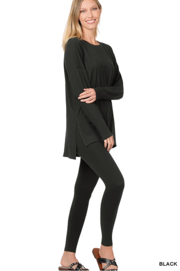 LOUNGESET ROUND NECK TOP WITH LEGGINGS