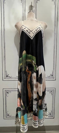 V NECK ABITO WATERCOLOUR DRESS