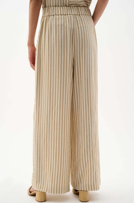 RIBKO PANT WOVEN STRIPE WIDE LEG PULL ON