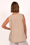 CATHERINE SLEEVLESS VNECK LINEN TOP