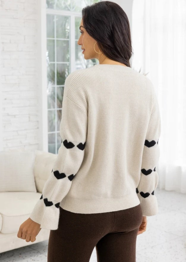 ORANGE HEARTBEAT RIBBED KNIT SWEATER