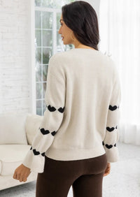 ORANGE HEARTBEAT RIBBED KNIT SWEATER