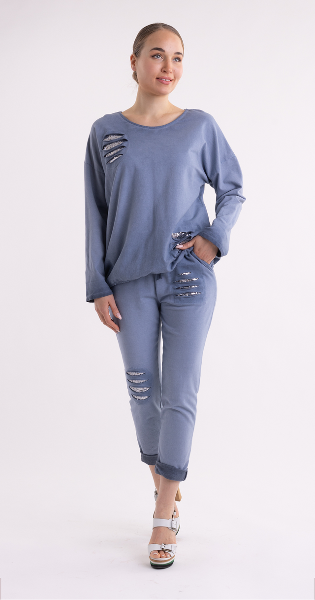 BELLA SET TOP & JOGGER DISTRESS