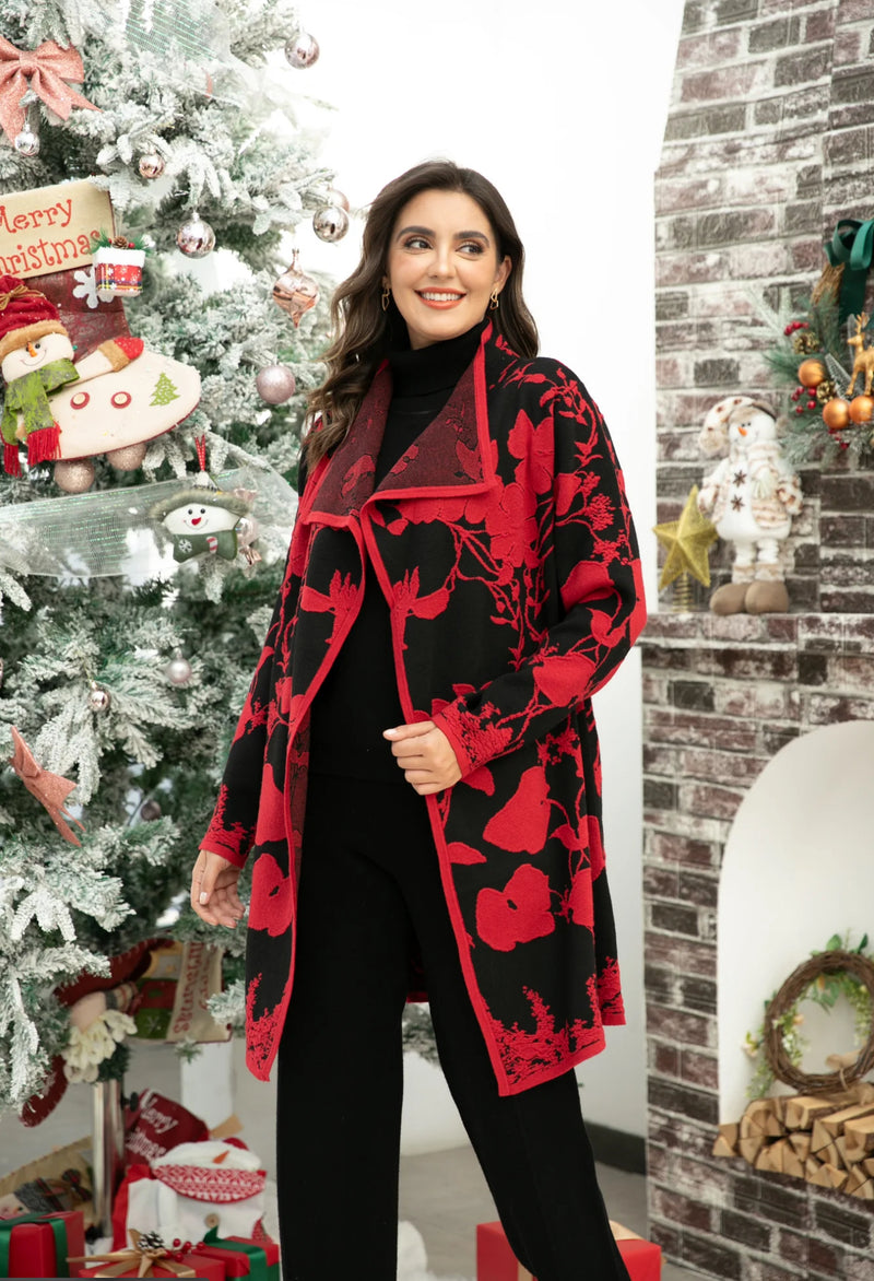 ORANGE COAT TWO TONE ABSTRACT FLORAL