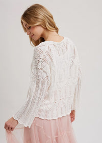 SWEATER OPEN KNIT V NECK