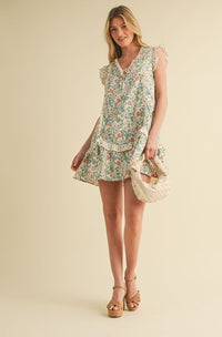 &MERCI DRESS RUFFLE TRIM MINI