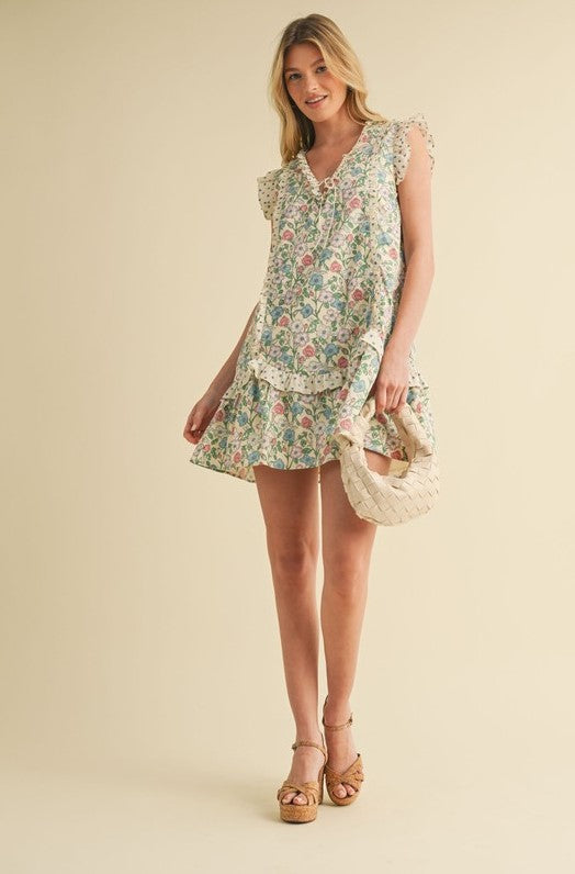 &MERCI DRESS RUFFLE TRIM MINI