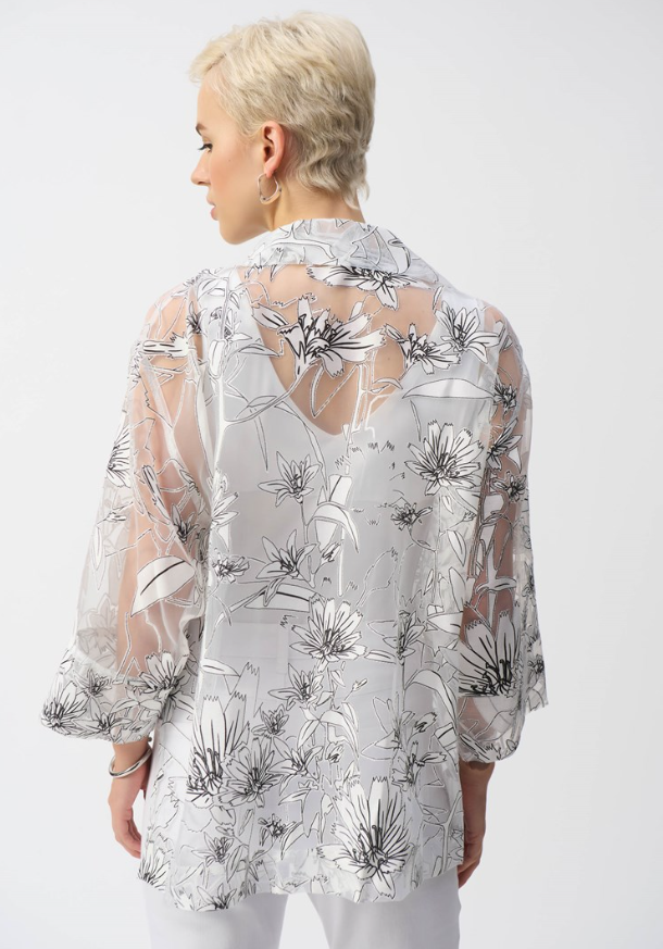 JOSEPH RIBKOFF JACKET ORGANZA FLORAL COVER UP