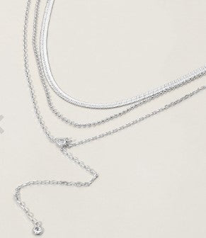 NECKLACE DROP ROUND STONE TRIPLE