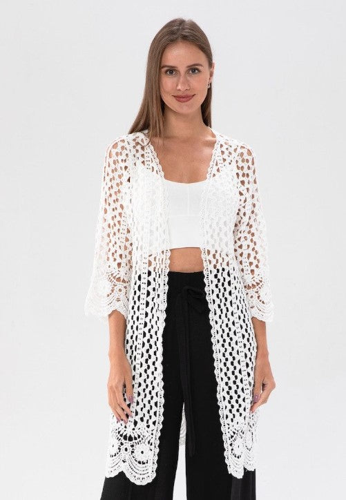 KNIT MIDI OPEN FRONT CARDI