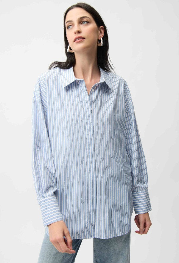 JOSEPH RIBKOFF STRIPE POPLIN SHIRT