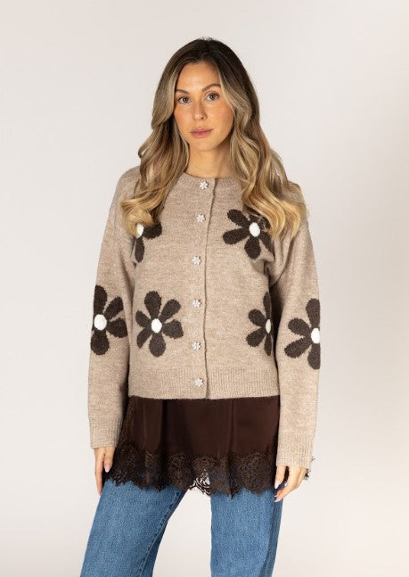 LYLA SWEATER DAISY PRINT CARDIGAN