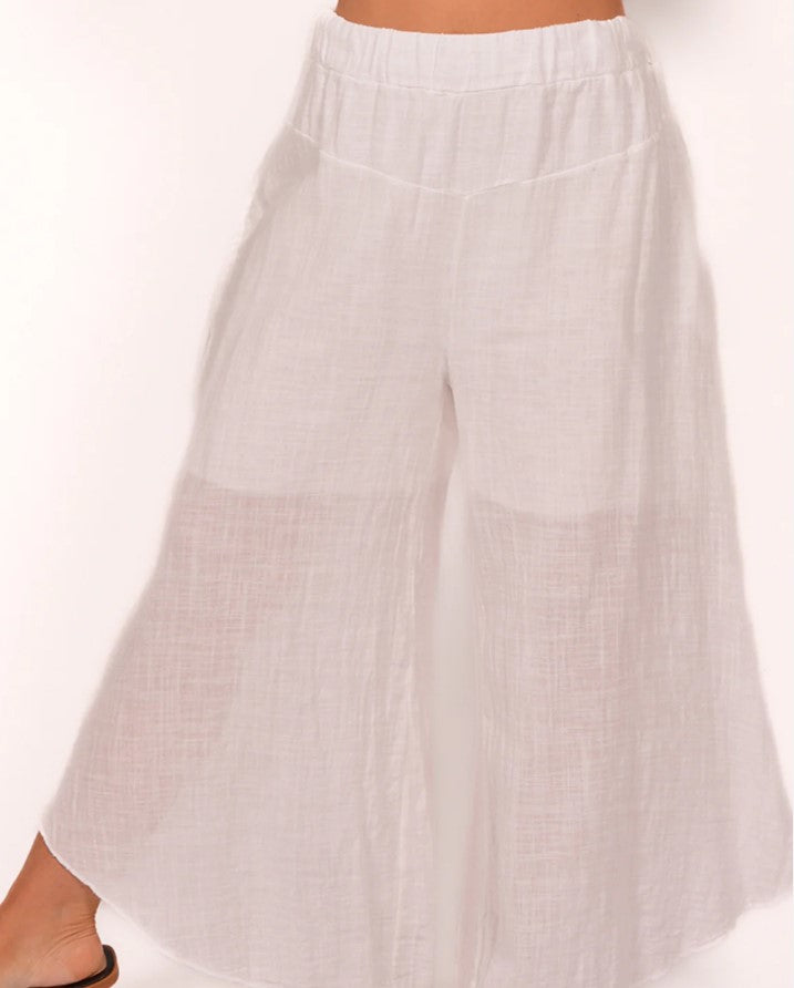 CATHERINE WIDE LEG PULL ON ASYMETRICAL HEM PANT