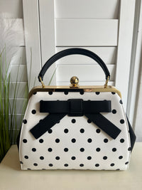 POLKA DOT BAG W BOW TOP HANDLE