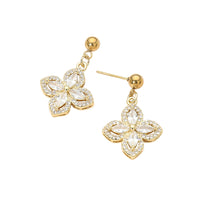 WON EARRING CZ CRYST FLWR