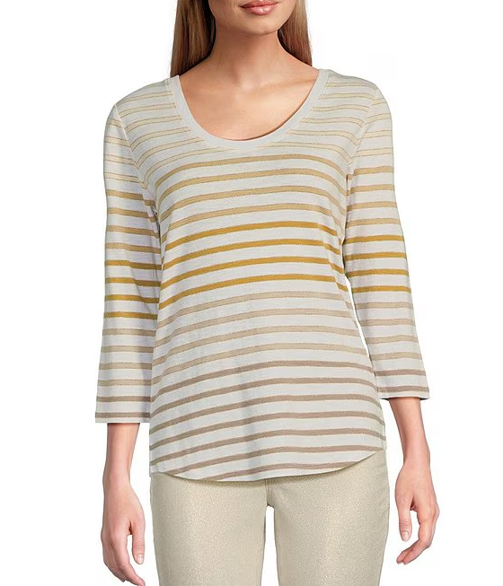 TOMMY BAHAMA STRIPE SCOOP NECK TOP