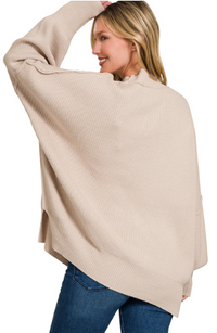 SWEATER WITH LOW MOCK NECK AND SIDE SLIT