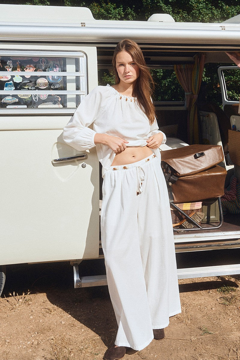 MOLLY PANTS WIDE LEG WAIST DETAIL