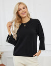 ORANGE TOP KNIT WITH PEARL SLEEVE