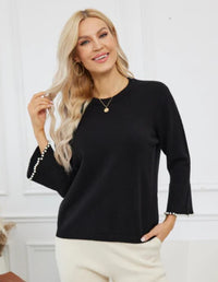 ORANGE TOP KNIT WITH PEARL SLEEVE