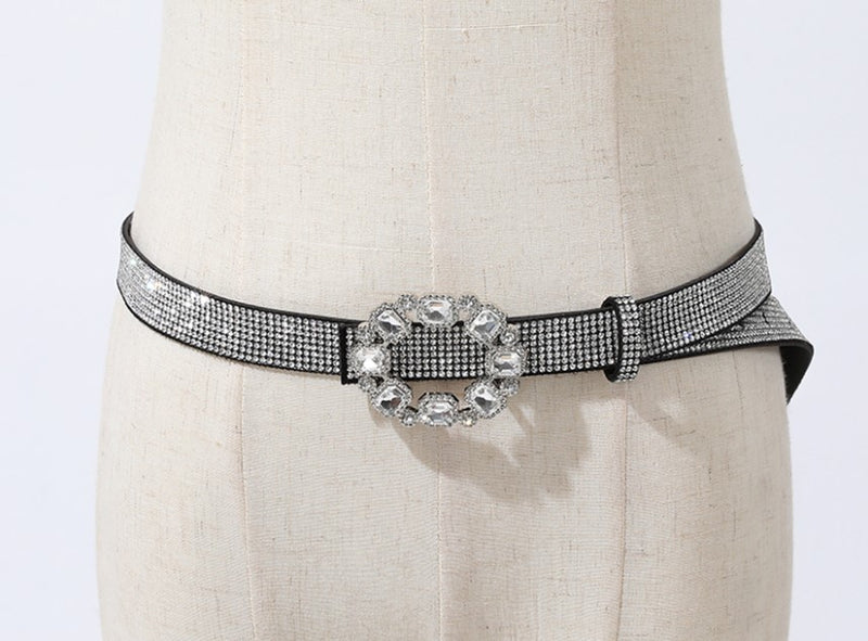 PIC BELT RHINE ROUND LARGE STONE BUCKLE