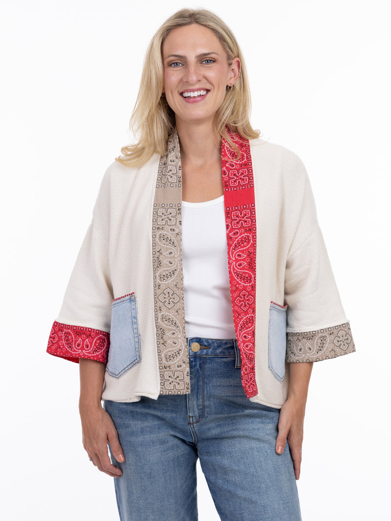 SHANNON PASSERO MIXED BANDANA CARDIGAN
