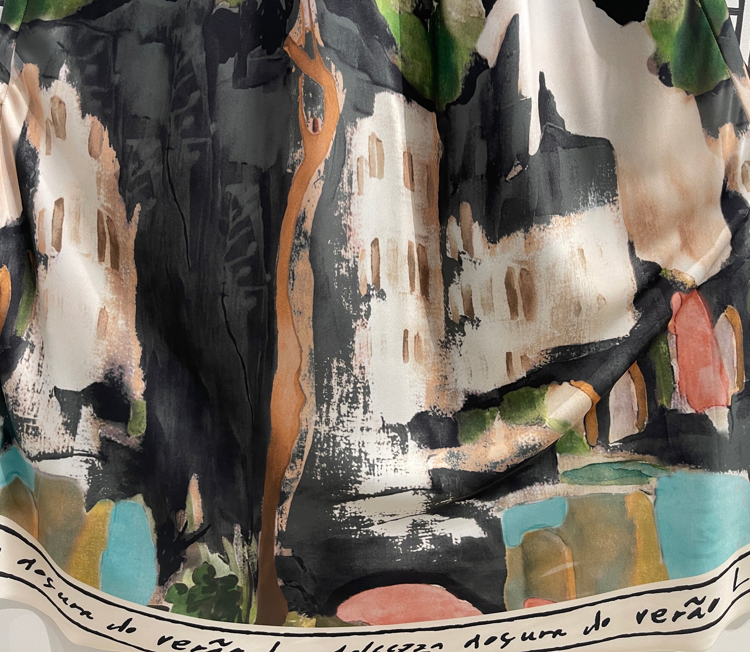 V NECK ABITO WATERCOLOUR DRESS