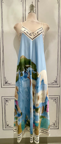 V NECK ABITO WATERCOLOUR DRESS