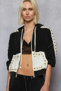POL ZIP UP GAUZE/STUDS