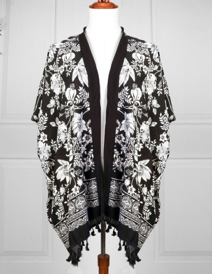 SUMMER PRINT  KIMONO W/TASSEL