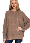 OVERSIZED BRUSHED DROP SHOULDER PULLOVER