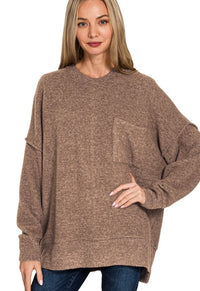 OVERSIZED BRUSHED DROP SHOULDER PULLOVER