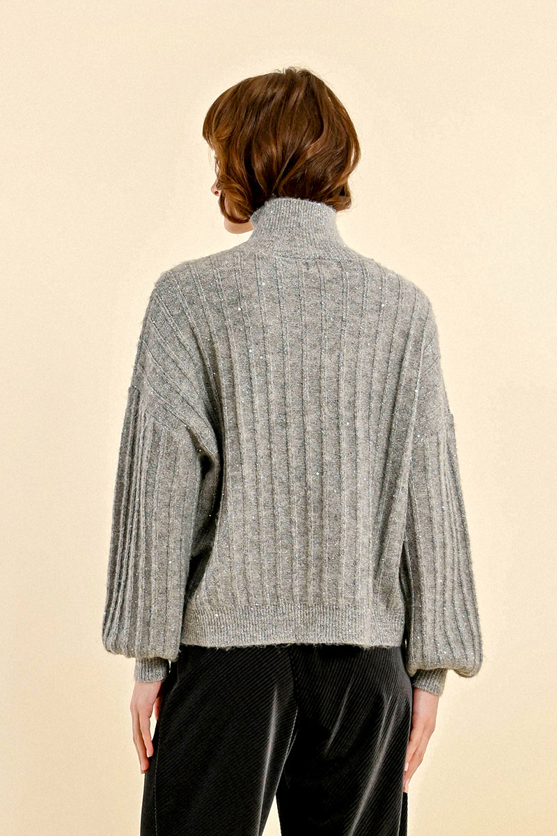 MOLLY BRACKEN TURTLENECK PUFF SLEEVE SWEATER