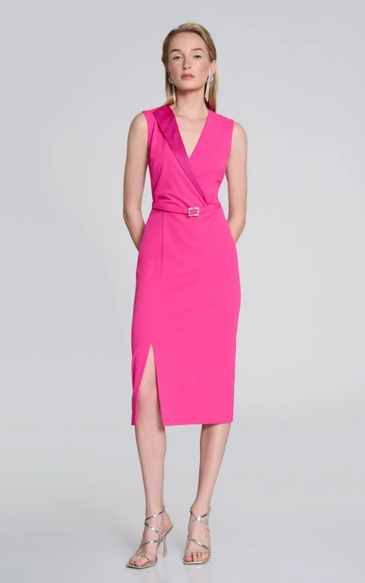 JOSEPH RIBKOFF SCUBA BELTED SHEATH DRESS