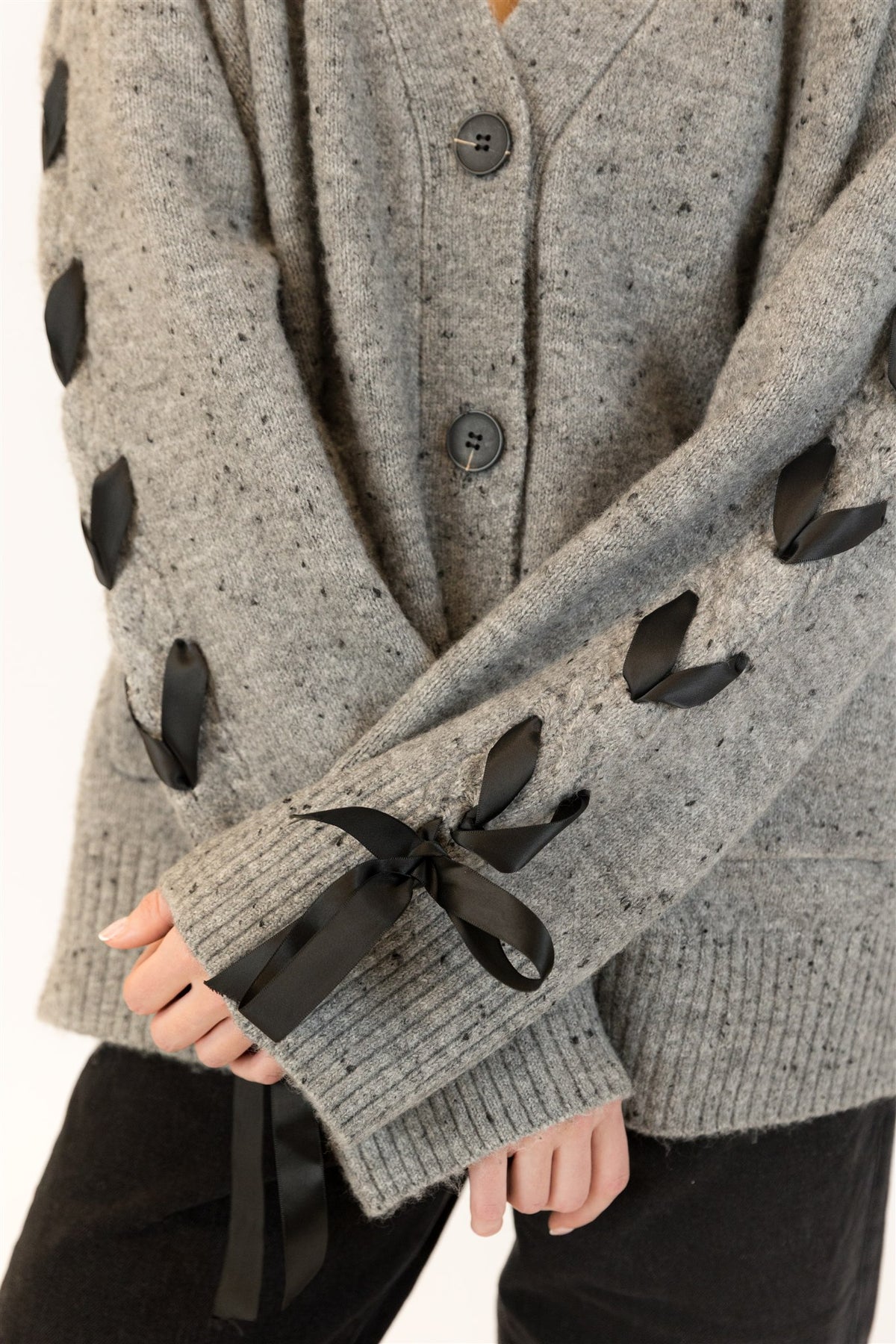 LYLA SWEATER CARDIGAN RIBBON SLV