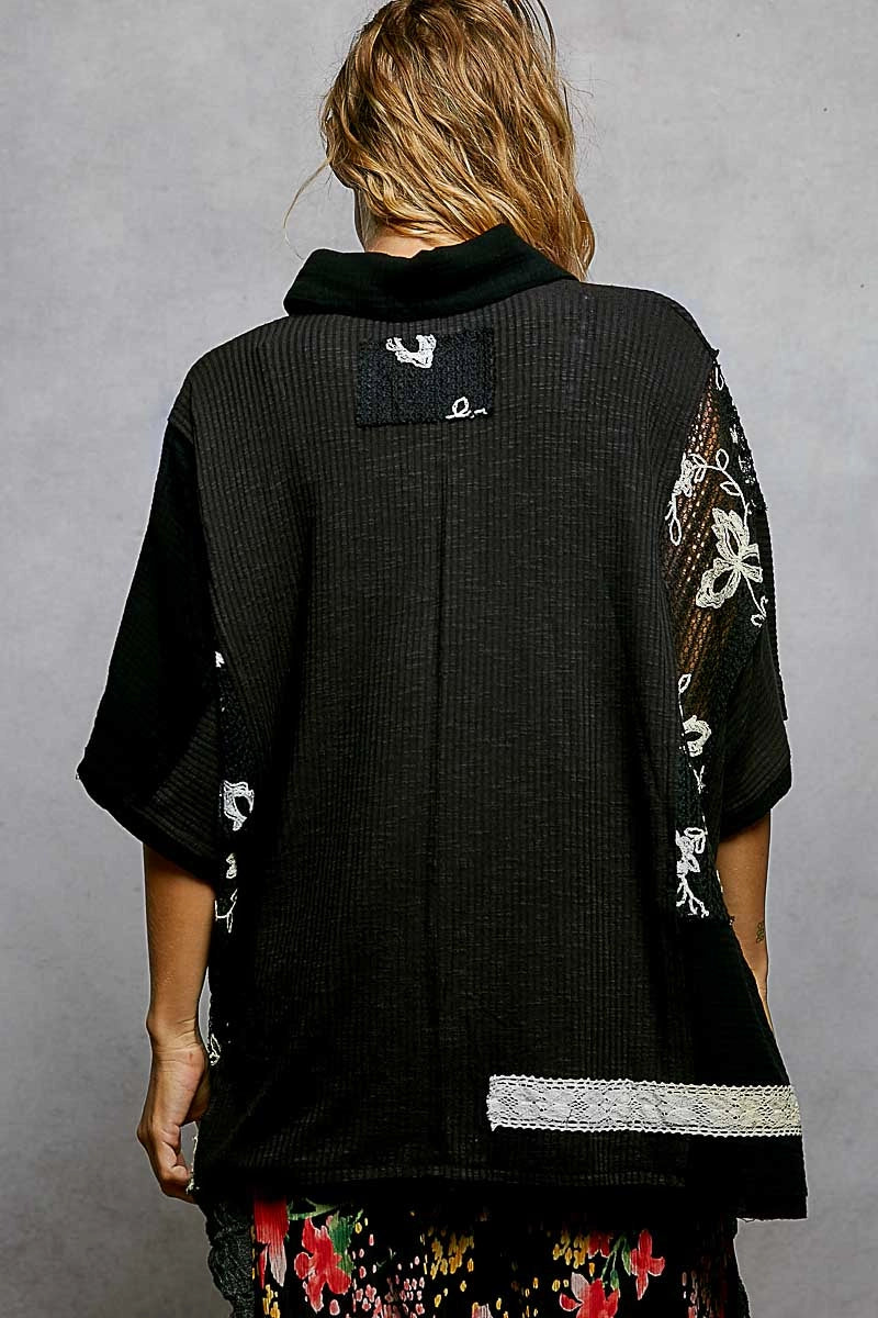 POL TOP BTN DWN S/S KNIT