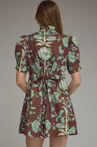 SHORT PUFF SLEEVE FLORAL PRINT DRESS
